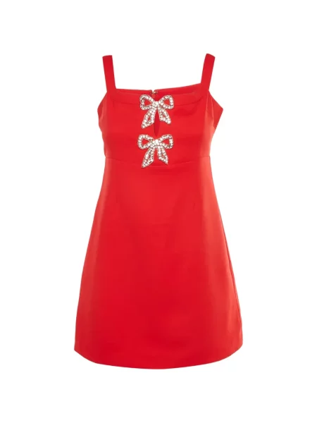 Rochie mini Self-portrait cu funde din crep roșu