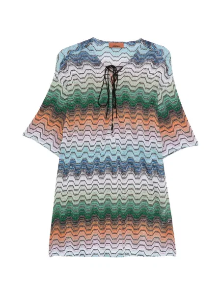 Fűzős kötött mini ruha Missoni zöld