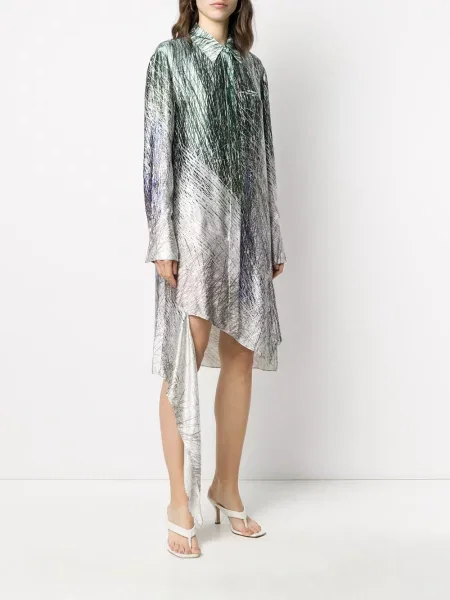 Asymetrické oblekové košilové šaty Off-white bílé