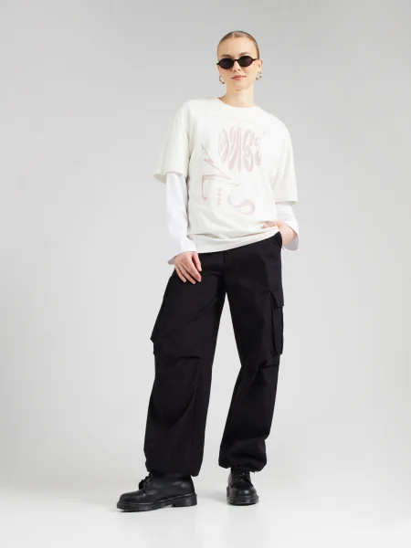 HUGO Tricou roz pal alb