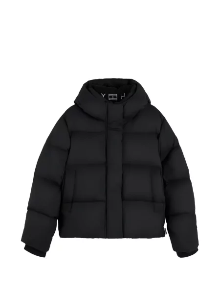 Geacă cu puf Tommy Hilfiger cu broderie negru