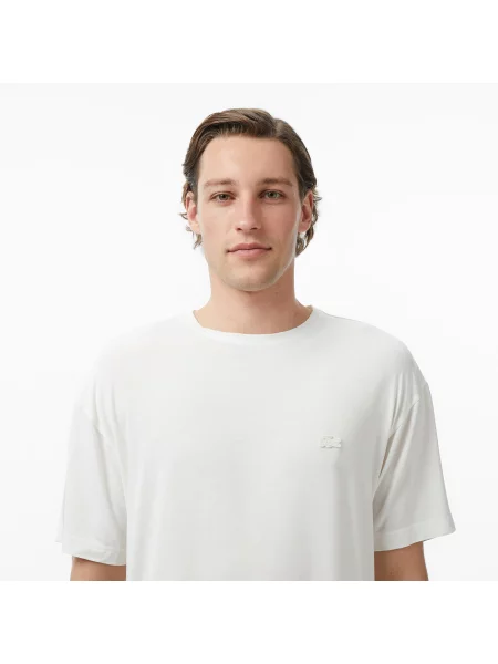Lacoste T-Shirt Z Okrągłym Dekoltem Regular Fit biały