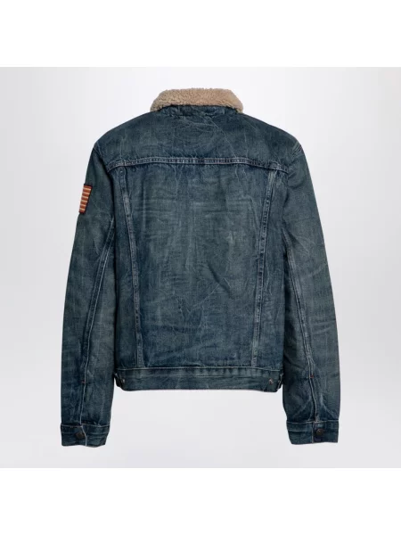 Kurtka skórzana Polo Ralph Lauren niebieska