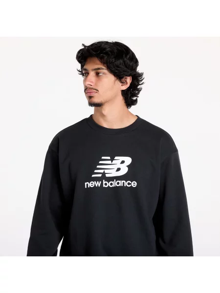 Pánska mikina New Balance Stacked Logo French Terry Crew black čierna