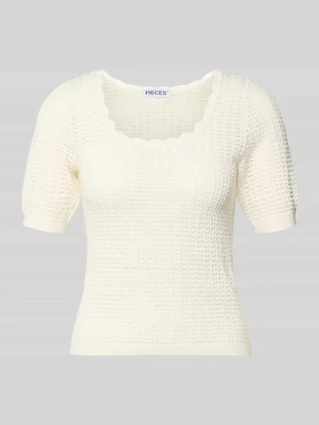 T-shirt o kroju slim fit z czystej bawełny model SCOUT' Pieces biała