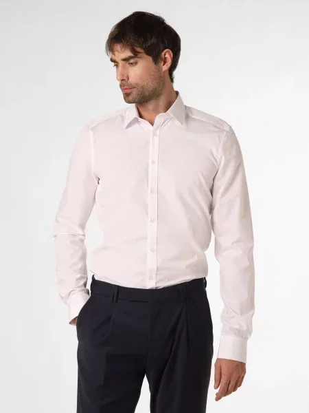 Finshley & Harding Koszula łatwa w prasowaniu z bardzo długim rękawem Mężczyźni Slim Fit kołnierzyk kent 40 biały
