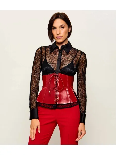 Elisabetta Franchi Curea de piele roșu