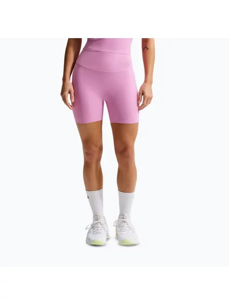 Шорти Nike Zenvy High Waisted Biker 5" light magenta/white білі