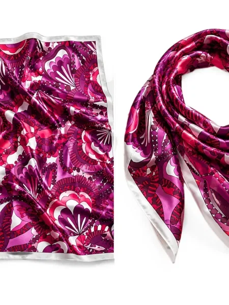 Fular Lancel cu imagine violet