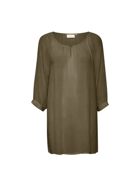 Sukienka Kaffe z bursztynem zielona