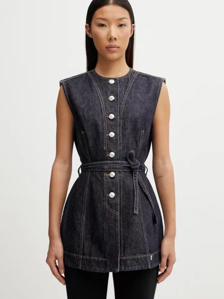 Sportmax Spddominio kamizelka jednorzędowa jeansowa