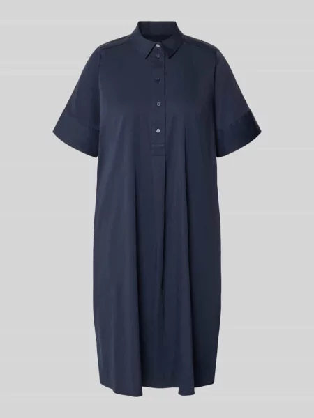 Sukienka koszulowa do kolan z listwą guzikową Milano Italy granatowa