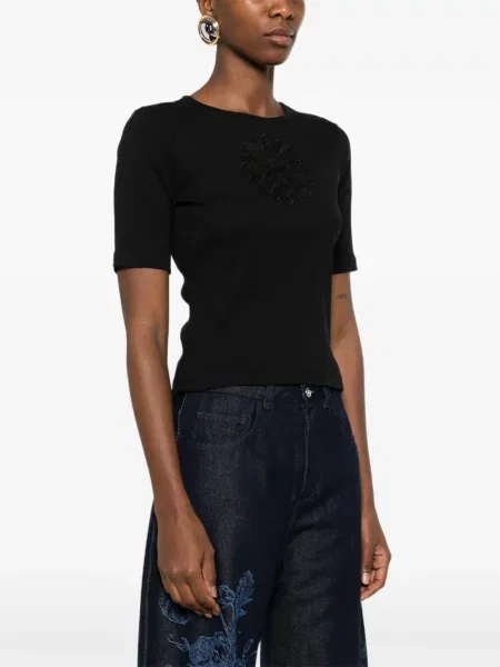 Tricou Twinset cu model floral negru