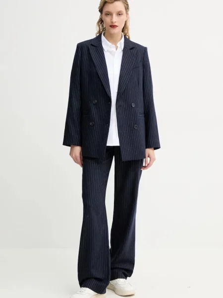Вовняні штани A.P.C. pantalon jane прямі висока посадка синій