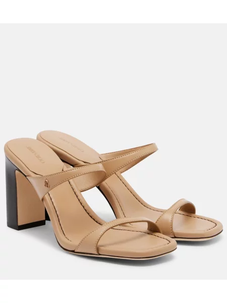 Papuci tip mules Jimmy Choo din piele bej