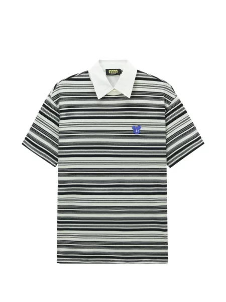 Mini tricou polo Mini Cream cu dungi mini alb