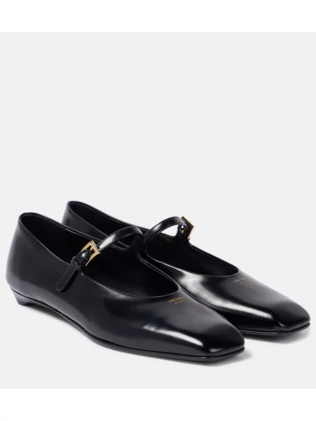 Usnjene salonarji Prada črna