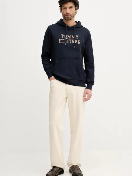 Geacă Tommy Hilfiger cu glugă albastru