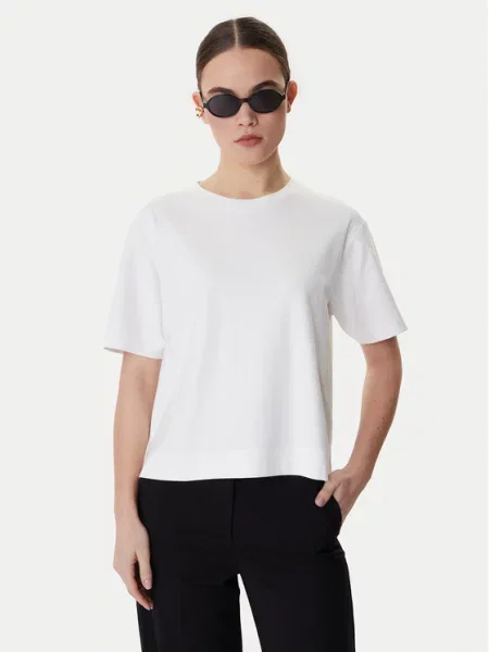 T-shirt o kroju regular fit z czystej bawełny model ‘MULTID’ Weekend Max Mara biała