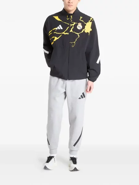 Krótka graficzny koszulka Adidas Campus z perforacją szara