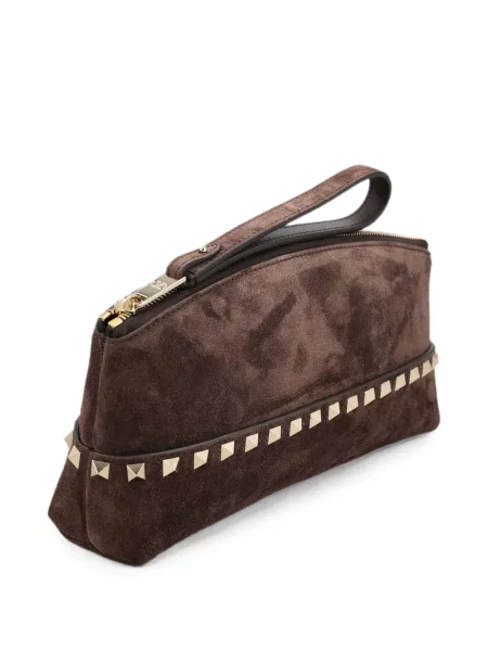 Clutch Valentino Garavani σουέτ καφέ