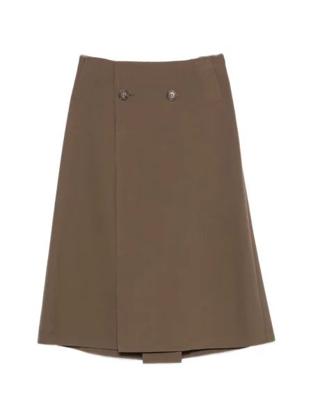 Fustă midi Mm6 Maison Margiela cu două rânduri de nasturi maro