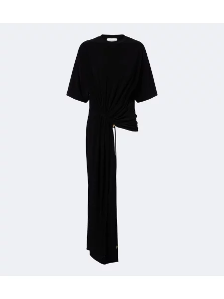 Top Sportmax din jerseu asimetric drapat negru