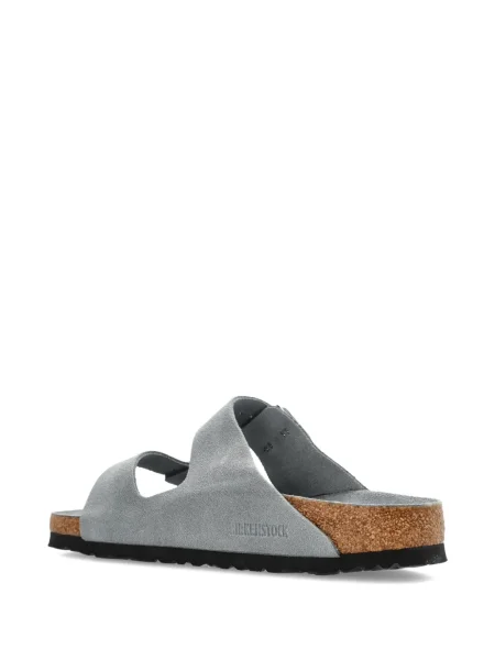 Sandale Birkenstock din piele de căprioară fără toc cu cataramă gri
