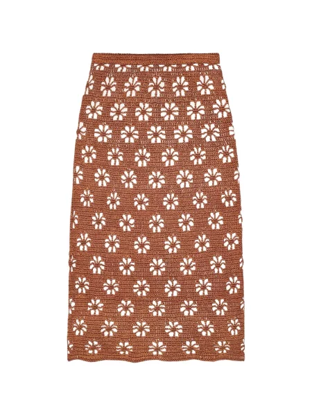 Fustă midi Calle Del Mar cu model floral maro