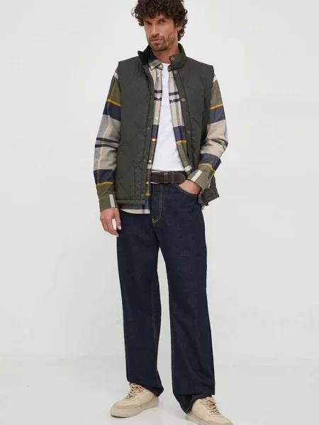 Barbour camasa din barbati cu guler button-down slim bej