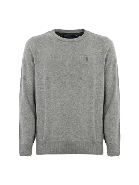 Długi sweter Polo Ralph Lauren z długim rękawem z okrągłym dekoltem szary