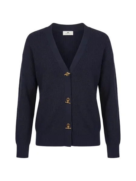 Cardigan Elisabetta Franchi tricotate cu decolteu în V albastru