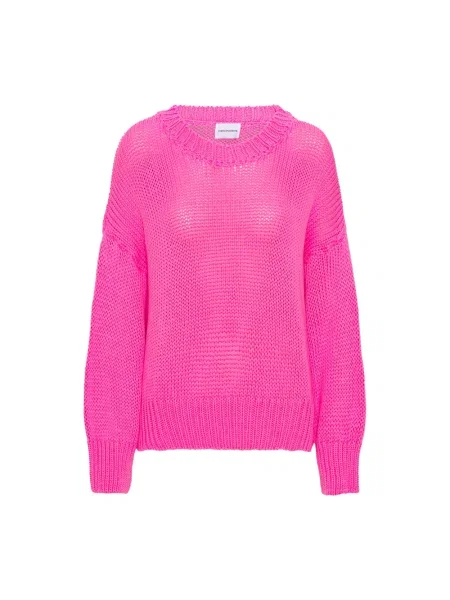 Sweter Americandreams z okrągłym dekoltem różowy