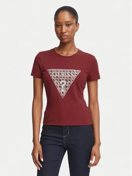 Guess T-shirt Tamnocrvena Regular Fit