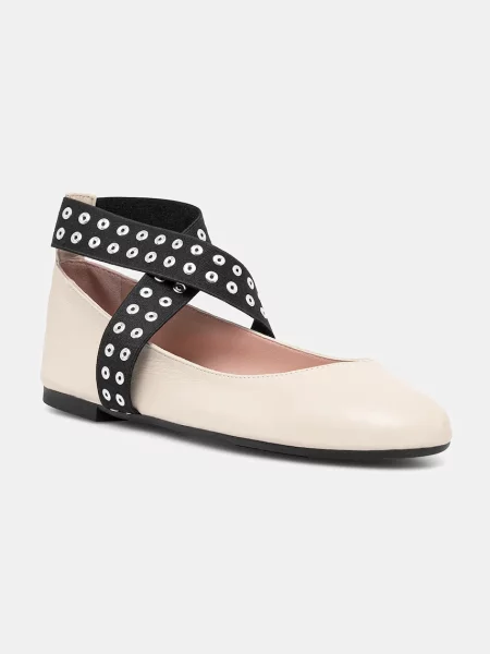 Kožené baleríny Pretty Ballerinas Nicole béžová