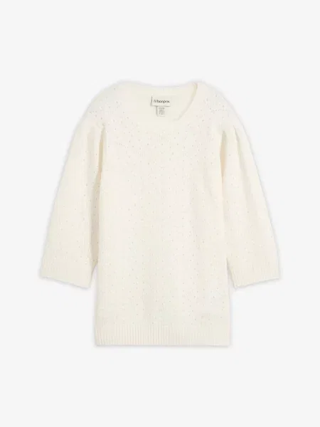 Sweter ażurowy z rękawami biały