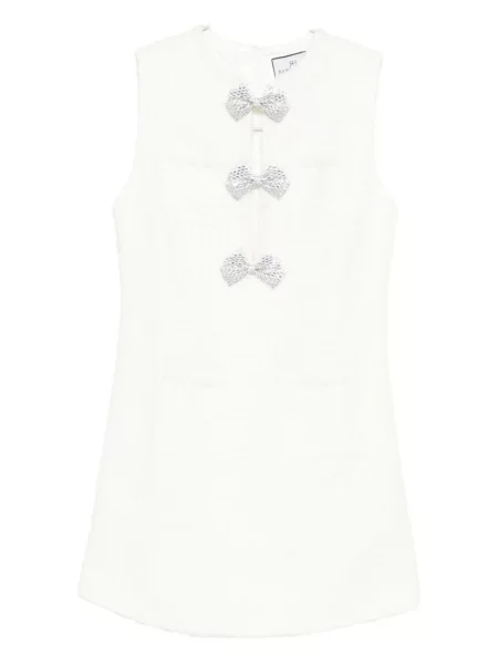 Sukienka bez rękawów Rahil Hesan bez rękawów z kryształkami garniturowa biała