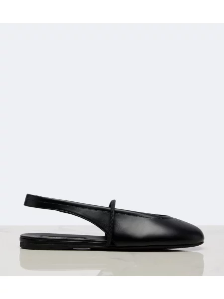 Balerini Miu Miu din piele slingback negru