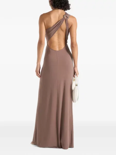 Rochie maxi Manière De Voir cu volane asimetrică maro