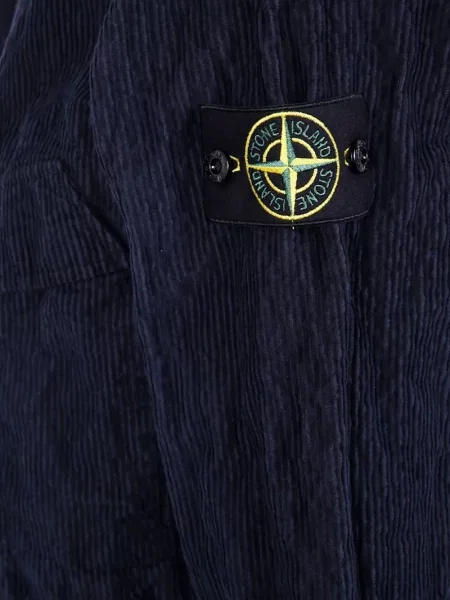 Риза Stone Island от рипсено кадифе камъни синьо