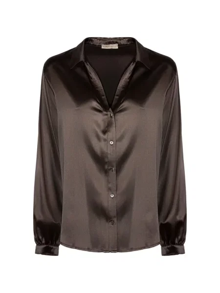 Cămașă Purotatto din satin maro