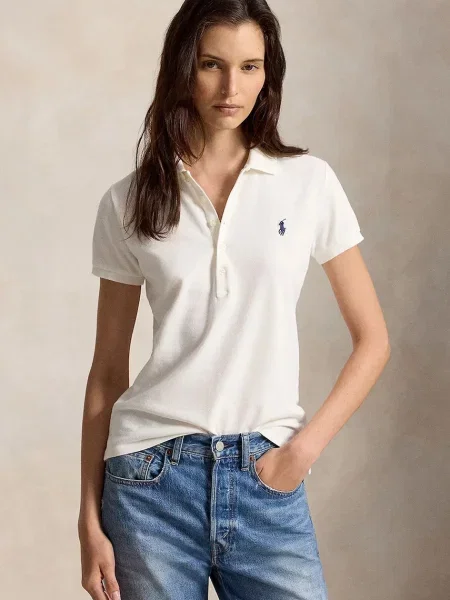 Polo Ralph Lauren тениска с яка дамска бежово