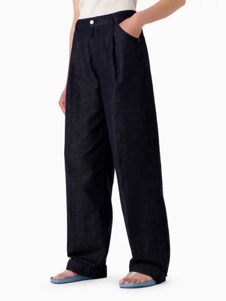 Emporio Armani Icon Project Широкі джинси Темно-синій Бавовна/льон сині