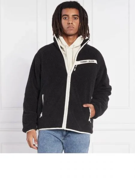 Tommy Jeans Geacă RINDING SHERPA | Relaxed fit negru