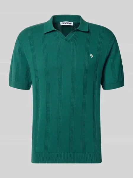 Koszulka polo o kroju regular fit z wyhaftowanym logo Review zielona