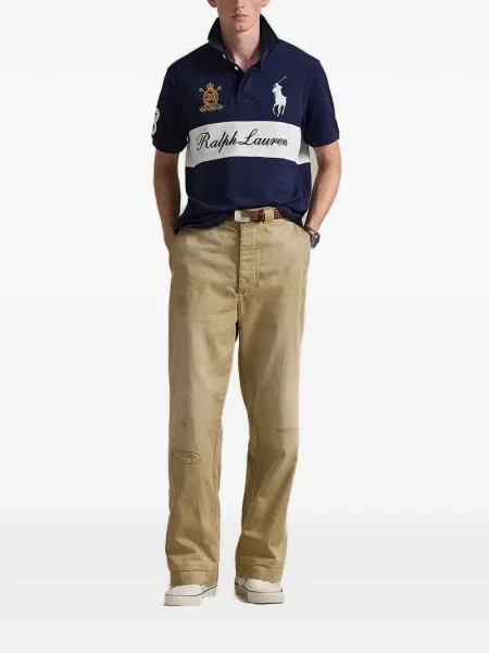 Kołnierzykowy polo Polo Ralph Lauren z frędzli w paski czerwone