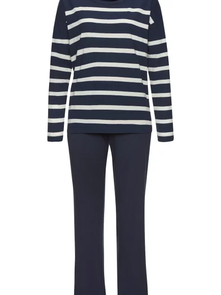 S.Oliver Pijama albastru marin alb