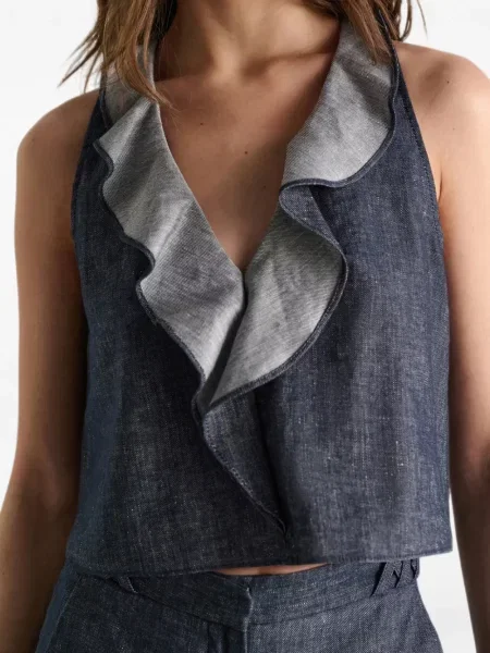 Top Dorothee Schumacher cu volane albastru