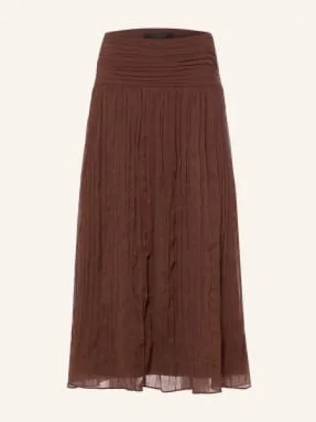 Allsaints Sukně Asal tmavě hnědá