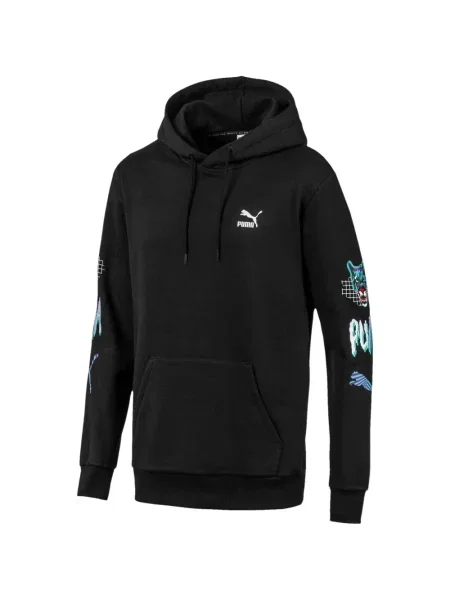 Hanorac cu glugă Puma cu cordon negru